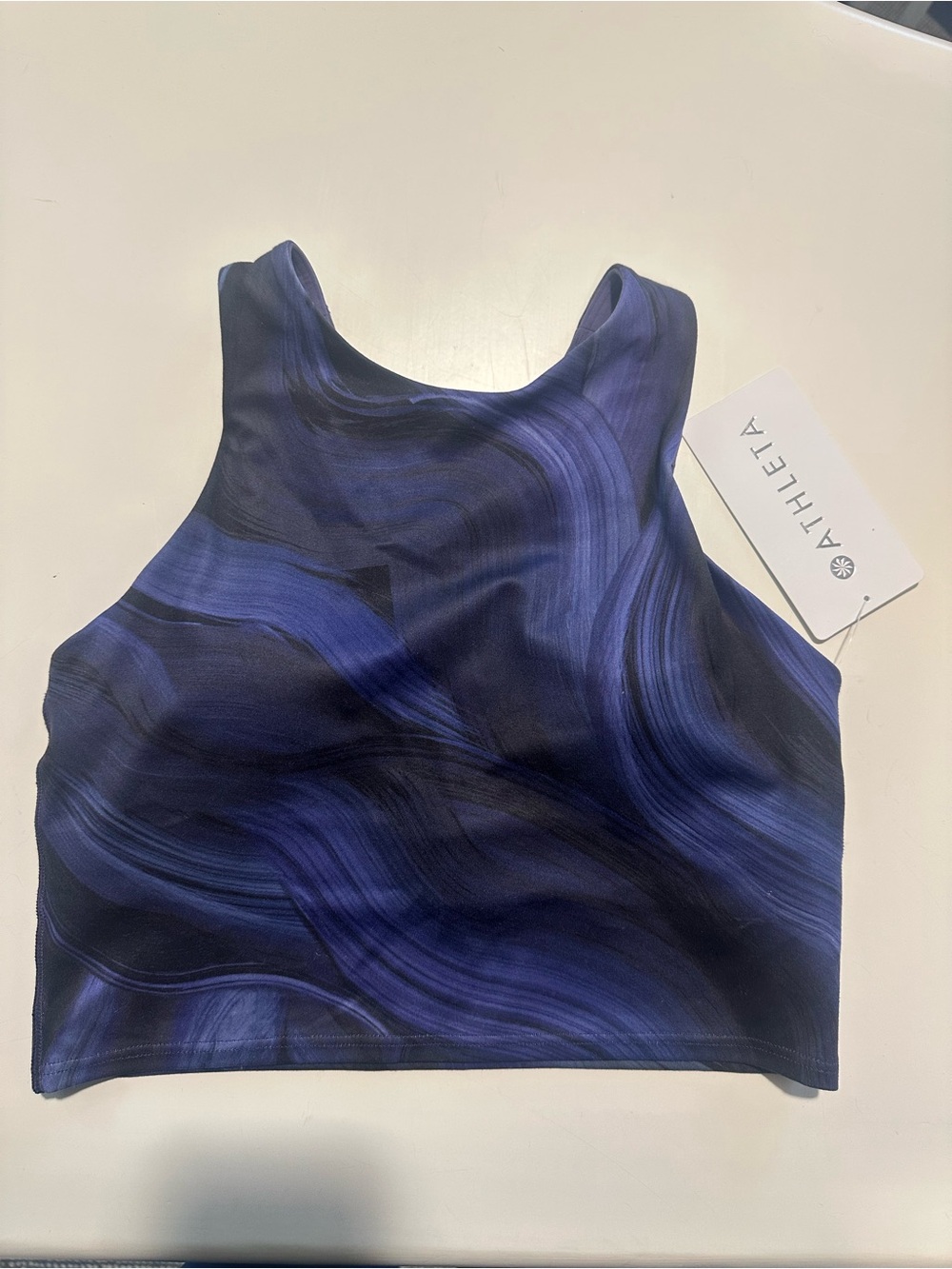 Athleta Women's Purple Swirl High-Neck Crop Top